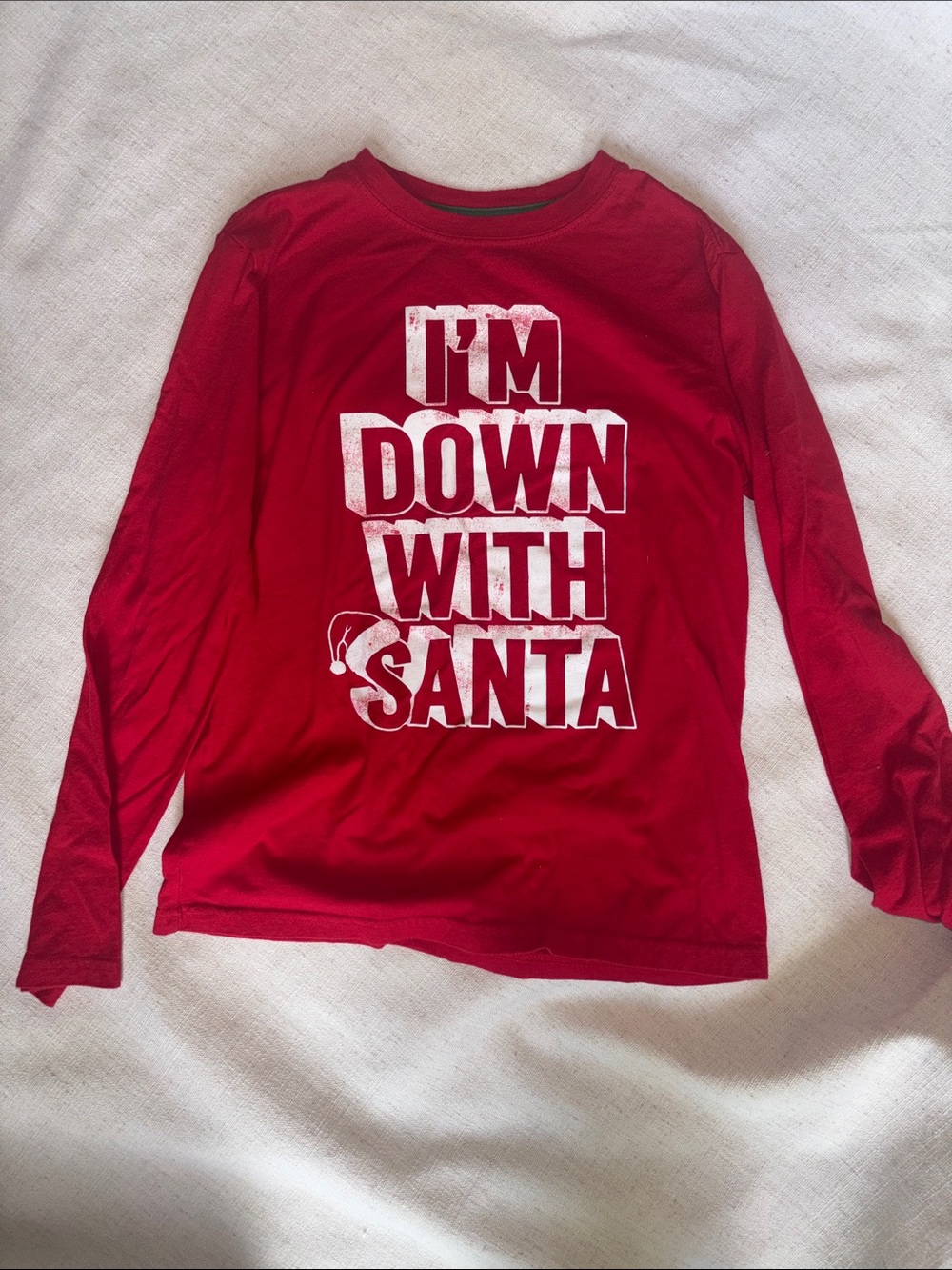 Kids Red Long-Sleeve 'I'm Down With Santa' Graphic Shirt